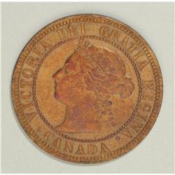 Victoria Cent 1891 Small Date Large Leaves, KM1, AVF, c 