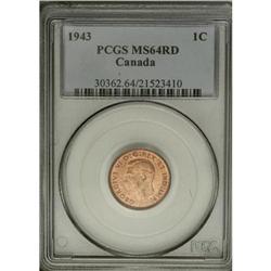 George VI Cent - Certified Date Trio, KM32 1943 MS64 RD 