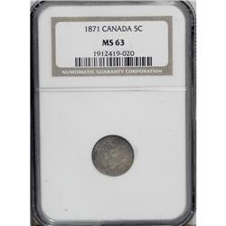 Victoria 5 Cents 1871, KM2, MS63 NGC, deeply toned, ver 