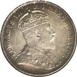 Edward VII 5 Cents 1910 Round (Maple) Leaves, KM13, MS6 