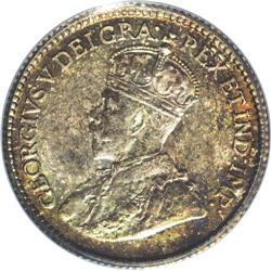George V 5 Cents 1914, KM22, MS64 PCGS. Toned in shades 