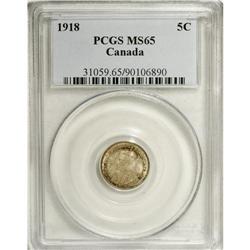 George V 5 Cents 1918, KM22, MS65 PCGS, extremely attra 