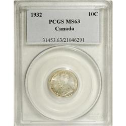 George V 10 Cents 1932, KM23a, MS63 PCGS, a nice origin 