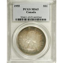 Elizabeth II Dollar 1955, KM54, MS65 PCGS, platinum gra 