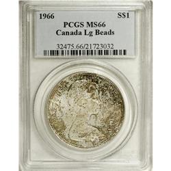 Elizabeth II Dollar 1966 Large Beads, KM64.1, MS66 PCGS 