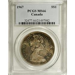 Elizabeth II Dollar 1967, KM70, MS66 PCGS, heavily tone 