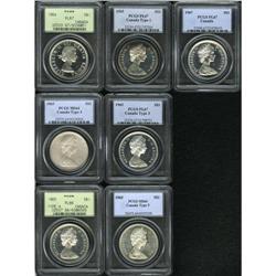 Elizabeth II PCGS Dollar Assortment, 1964 PL67, 1965 Ty 