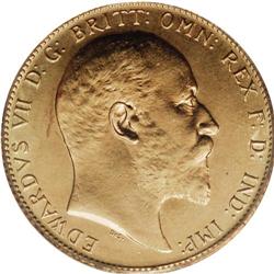 Edward VII Specimen gold Sovereign 1908C, KM14, Specime 
