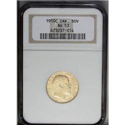 Edward VII gold Sovereign 1910C, KM14, AU53 NGC, an att 