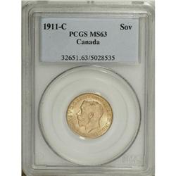 George V gold Sovereign 1911C, KM20, MS63 PCGS. 