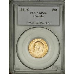 George V gold Sovereign 1911C, KM20, MS64 PCGS. 