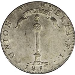 Republic Peso 1817-FJ, KM82.2, MS64 PCGS, a fully lustr 