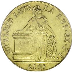 Republic gold 8 Escudos 1842-IJ, KM104.1, XF40 PCGS, bo 