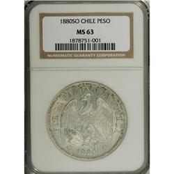 Republic Peso 1880, KM142.1, MS63 NGC, fully lustrous w 
