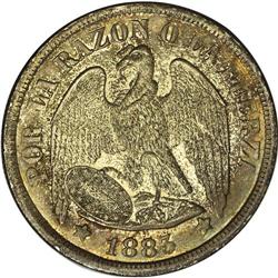 Republic Peso 1883 Flat Top 3, KM142.3, coin alignment, 