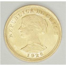 Republic gold 100 Pesos 1926, KM170, nice AU-UNC, abund 