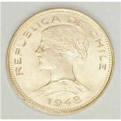 Republic gold 100 Pesos 1948, KM175, brilliant UNC, few 