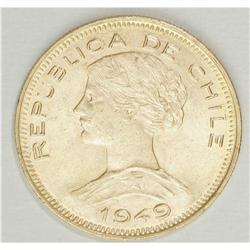 Republic gold 100 Pesos 1949, KM175, brilliant UNC, sma 
