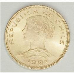 Republic gold 100 Pesos 1961, KM175, superb brilliant U 