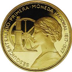 Republic gold 100 Pesos 1968, KM185, choice cameo Proof 