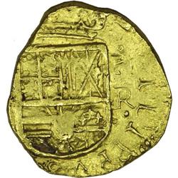 Felipe IV gold 2 Escudos ND (1650-1660), KM4, crude VF- 