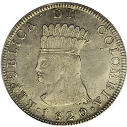 Cundinamarca - Republic 8 Reales 1820JF, KM-C6, AU58 PC 