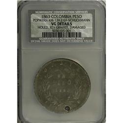 Republic - Estados Unidos Peso 1863 Popayan, Ex: Schuck 