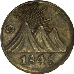 Central American Republic 1/4 Real 1845CR, KM23, AU55 N 