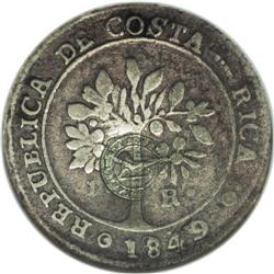 Republic 1849 1 Real with Type VI Counterstamp, KM74, G 