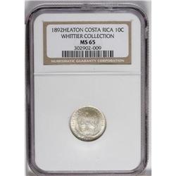 Republic 10 Centavos 1892 Heaton, Ex: Whittier Collecti 