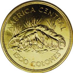 Republic gold 1500 Colones 1974, KM202, choice brillian 