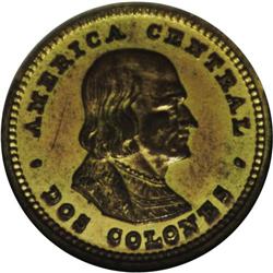 Republic Pattern 2 Colones 1897 in gilt copper, Proof 6 