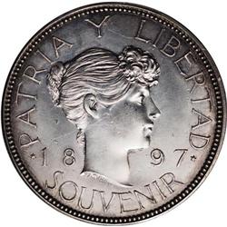 Republic Souvenir Peso 1897 PAT, KM-XM1, choice AU-UNC 
