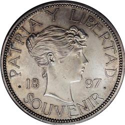 Republic Souvenir Peso 1897, KM-XM2, Unusual World Coin 