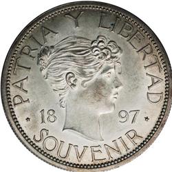 Republic Souvenir Peso 1897, KM-XM3, star above 97 base 