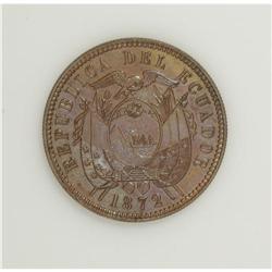 Republic 2 Centavos 1872H, KM46, lovely prooflike brown 