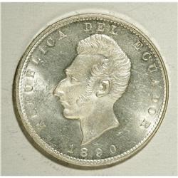 Republic Sucre 1890-TF Lima, KM53.3, choice brilliant U 