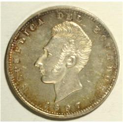 Republic Sucre 1897 Lima, KM53.3, choice toned UNC with 