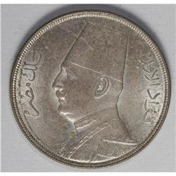 Fuad 20 Piastres 1933, KM352, choice toned UNC with ful 