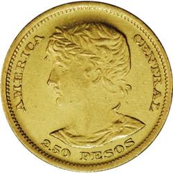 Republic gold 2 1/2 Pesos 1892, KM116, lustrous AU, lig 