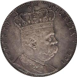 Umberto I 5 Lire 1891, Ex: Hesselgesser Collection, KM4 