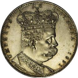 Umberto I 5 Lire 1891, KM4, lightly toned Proof with de 