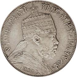 Menelik II 1/2 Bir 1889EE (1897), KM15, XF40 ICG, an ap 