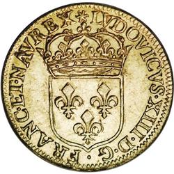 Louis XIII gold Ecu d''or frappe au Moulin 1642A (Paris 