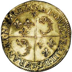 Louis XIII gold Ecu d''or du Dauphine 1642Z (Grenoble), 