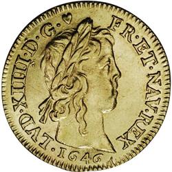 Louis XIV gold Louis d''or a la meche longue 1646A (Par 