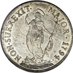 Genoa. Republic 2 Lire 1794, KM244a, MS63 PCGS, very li 