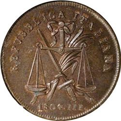 Italian Republic. Napoleon 1/2 Soldo 1804M, KM-Pn15, Pr 