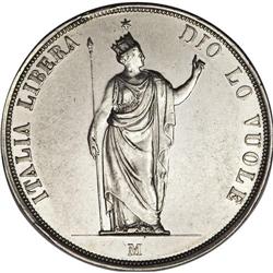 Lombardy-Venetia. Provisional 5 Lire 1848M 