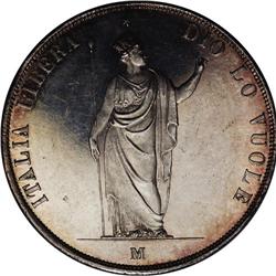 Lombardy-Venetia. Provisional 5 Lire 1848M, KM-C22.1, s 